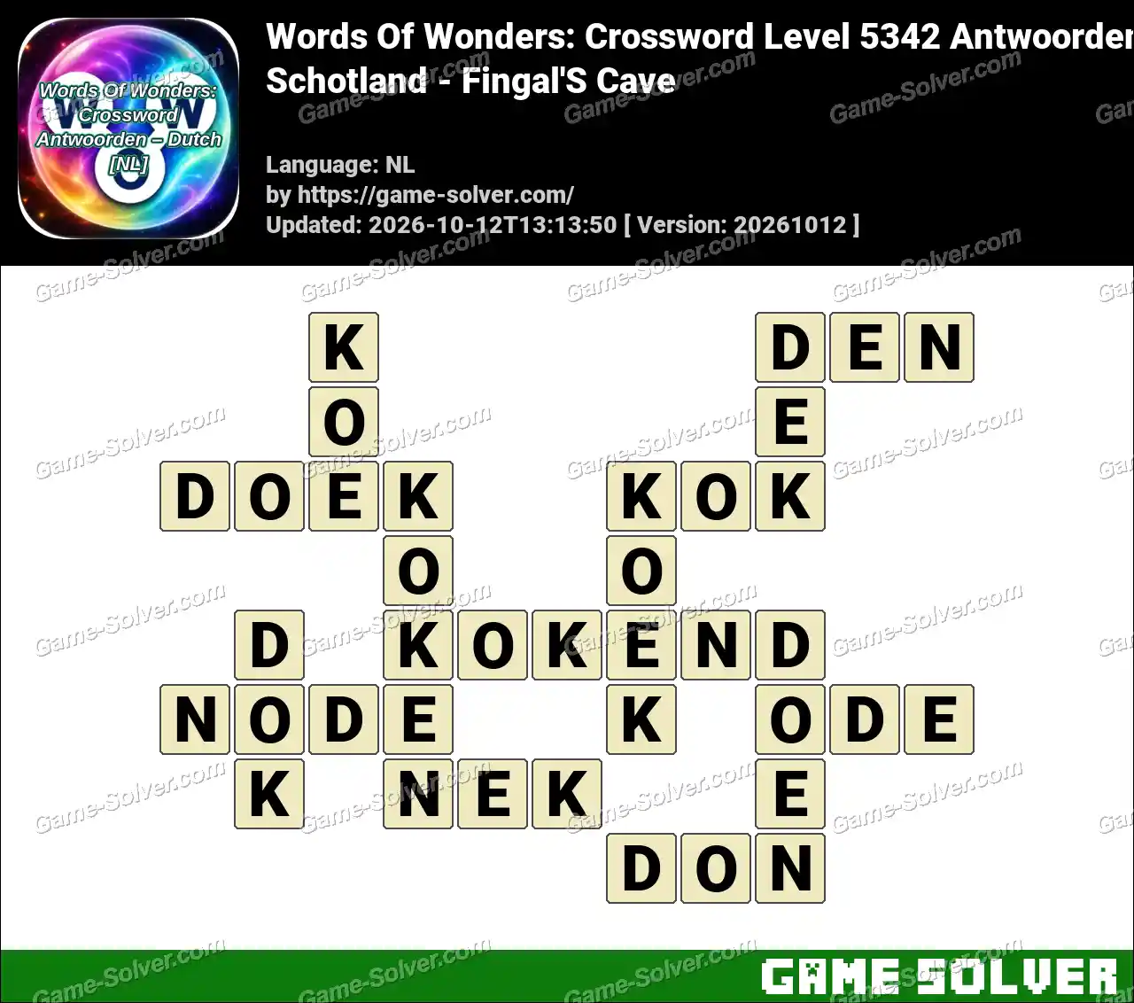 Words Of Wonders: Crossword Level 5342 Antwoorden – Schotland – Fingal’S Cave